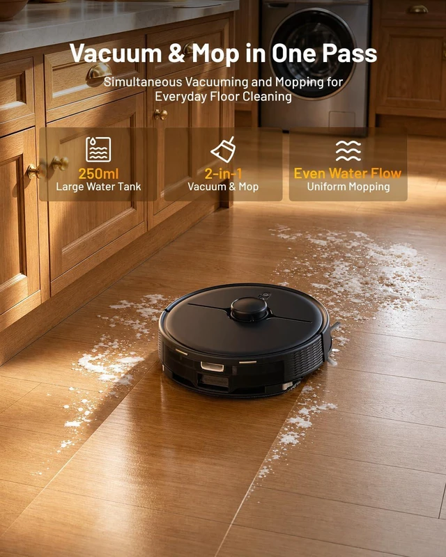Alt view image 5 of 7 - Robot Vacuum and Mop, 8000Pa Robot Vacuum with Self Empty Station, LiDAR Navigation, Multi-Level Mapping, App & Alexa Control, Robotic Vacuum Cleaner for Pet Hair & Hard Floor-2