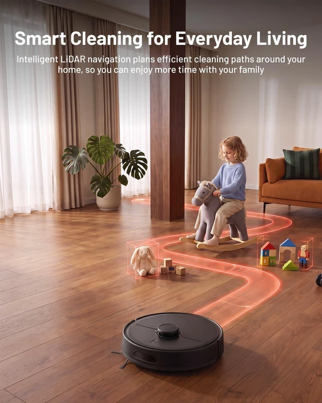Alt view image 6 of 7 - Robot Vacuum and Mop, 8000Pa Robot Vacuum with Self Empty Station, LiDAR Navigation, Multi-Level Mapping, App & Alexa Control, Robotic Vacuum Cleaner for Pet Hair & Hard Floor-2