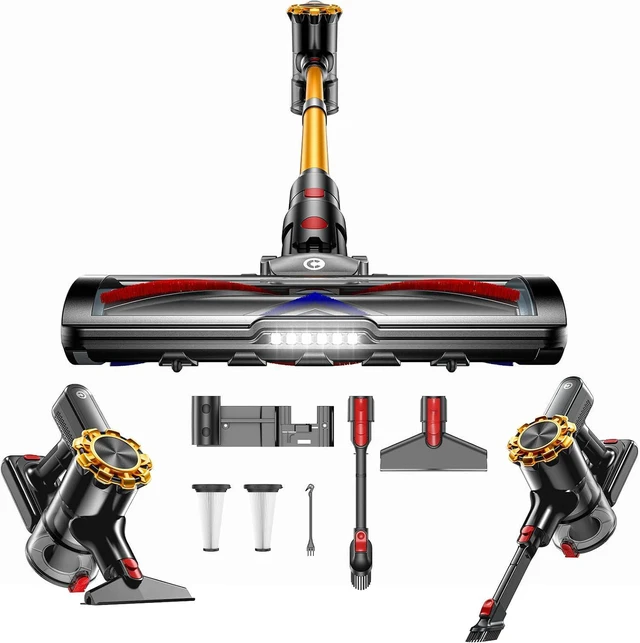 Main image of CHEBIO Cordless Vacuum Cleaner, 550W/45Kpa Vacuum Cleaners for Home, 65Mins Stick Vacuum with LED Display, Anti-Tangle & Wall Mount Charging, 8 in 1 Lightweight Vacuum for Hard Floors Carpet Pet Hair