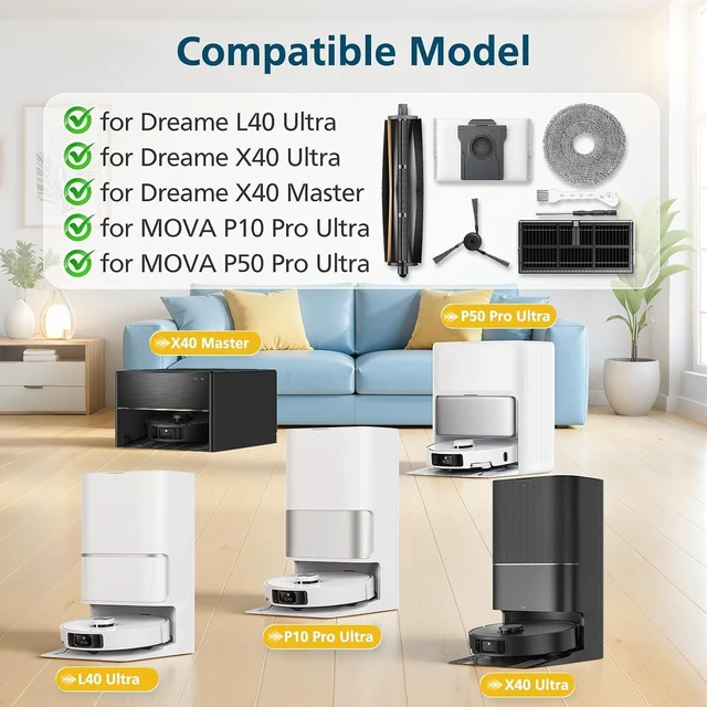 Alt view image 2 of 7 - TriCut Brush Accessories for Dreame L40 Ultra Gen 2, for MOVA P10 Gen 2