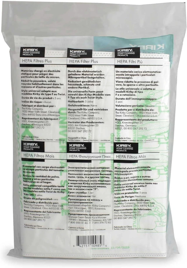 Alt view image 2 of 6 - Kirby MicroAllergen Plus HEPA Filter Bags 6-Pack | Part #204814 | Compatible with F-Style & Twist-Style Vacuums