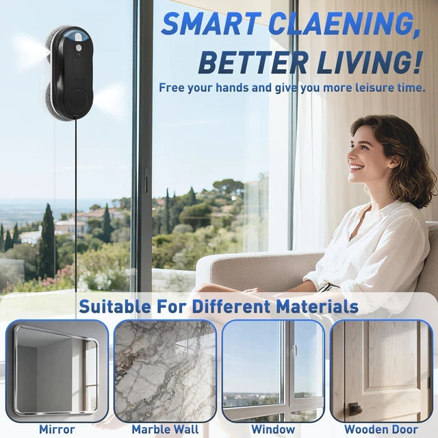 Alt view image 6 of 7 - KKI Window Cleaning Robot with Dual Spray for High-Rise Windows,Black