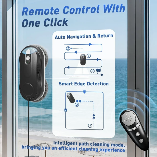 Alt view image 7 of 7 - KKI Window Cleaning Robot with Dual Spray for High-Rise Windows,Black