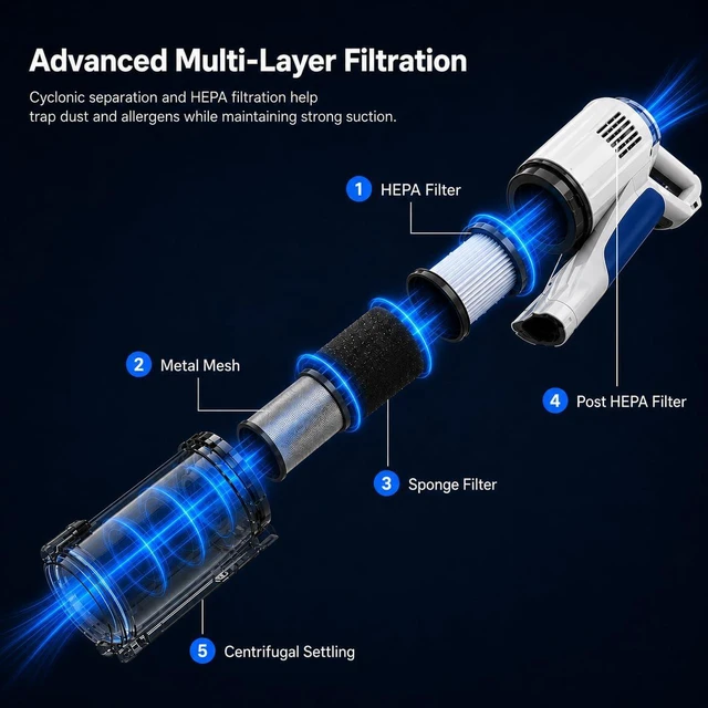 Alt view image 4 of 7 - Cordless Stick Vacuum with Bendable Wand for Pet Hair