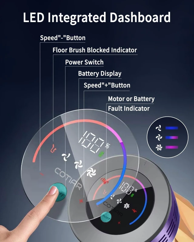 Alt view image 5 of 7 - Cordless Stick Vacuum Cleaners for Home, 650W 55KPA Up to 70Min Runtime