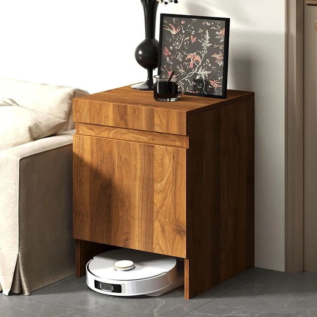 Main image of Robot Vacuum Stand Cabinet,Storage Cabinet with Doors for Robot Vacuum Cleaner,End Side Table for Home Office,Wood Freestanding Rack for Living Room Home Office Kitchen(Brown)