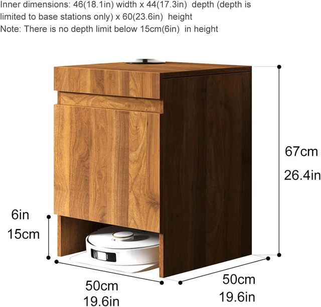 Alt view image 2 of 6 - Robot Vacuum Stand Cabinet,Storage Cabinet with Doors for Robot Vacuum Cleaner,End Side Table for Home Office,Wood Freestanding Rack for Living Room Home Office Kitchen(Brown)