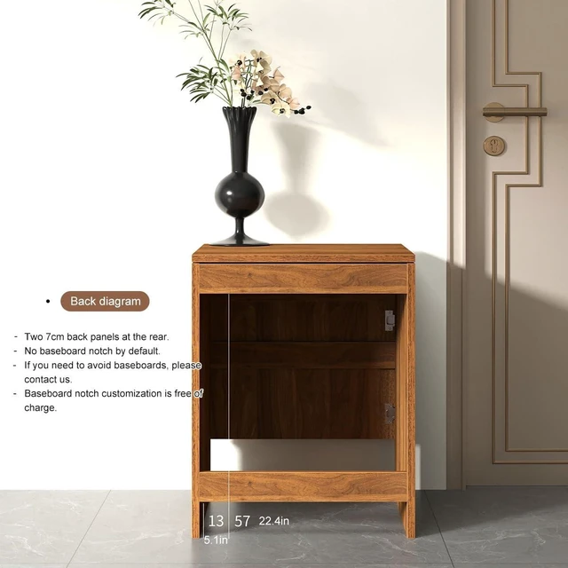 Alt view image 5 of 6 - Robot Vacuum Stand Cabinet,Storage Cabinet with Doors for Robot Vacuum Cleaner,End Side Table for Home Office,Wood Freestanding Rack for Living Room Home Office Kitchen(Brown)