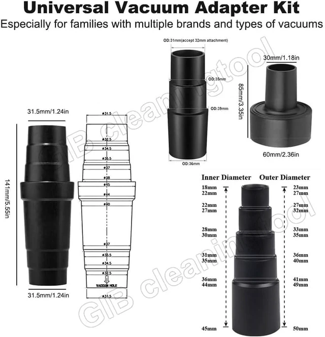 Alt view image 2 of 7 - GIB 13Pcs Vacuum Attachments for Shop Vac Accessories w/Brushes Wands