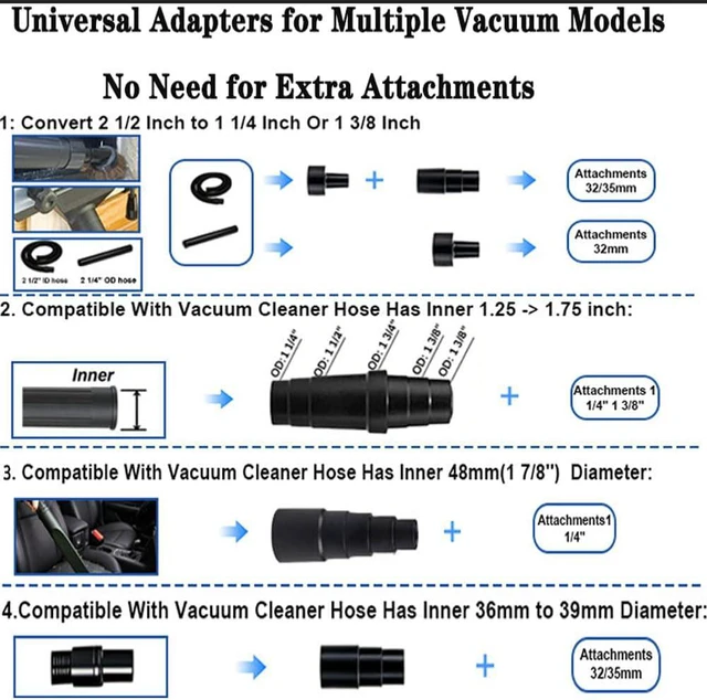 Alt view image 3 of 7 - GIB 13Pcs Vacuum Attachments for Shop Vac Accessories w/Brushes Wands