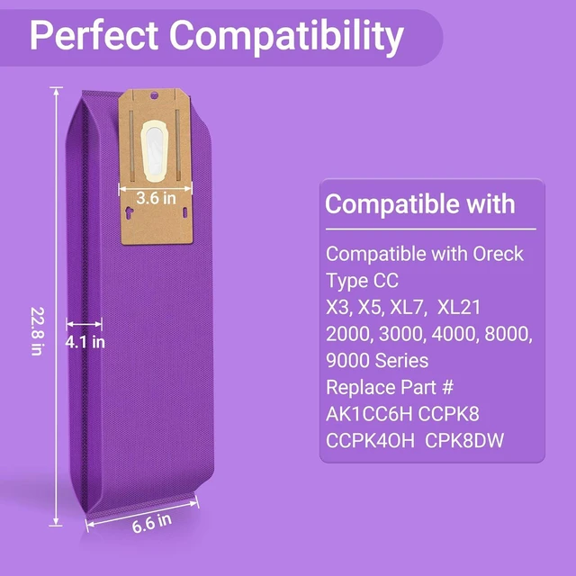 Alt view image 2 of 7 - 12 Pack Upgraded Type CC HEPA Upright Vacuum Cleaner Bags for Oreck