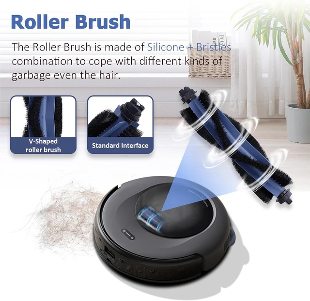 Alt view image 3 of 7 - Replacement Parts Kit for eufy Omni C20 Robot Vacuum Accessories, 2 Roller Brushes, 4 Filters, 6 Side Brushes, 6 Mop Pads, 6 Dust Bags, 24 Pack