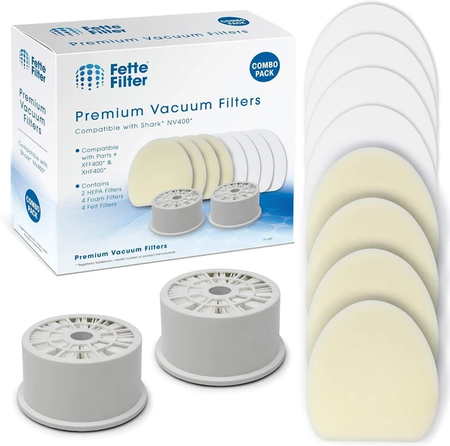 Main image of Fette Filter - Vacuum Filter Set Contains 2 HEPA + 4 Foam Filter Sets Compatible with Shark NV400 NV401 NV402. Compare to Part # XFF400 & XHF400. Combo Pack