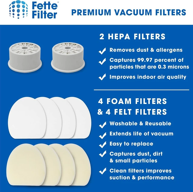 Alt view image 3 of 6 - Fette Filter - Vacuum Filter Set Contains 2 HEPA + 4 Foam Filter Sets Compatible with Shark NV400 NV401 NV402. Compare to Part # XFF400 & XHF400. Combo Pack