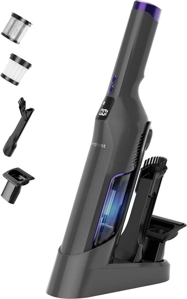 Main image of Sweepcent Handheld Vacuum Cordless, 24Kpa Car Vacuum with Brushless Motor, Charging Dock, Rechargeable, 1.5lbs Portable Handheld Vacuum with 2-Speed for Home/Car/Pet (Purple)