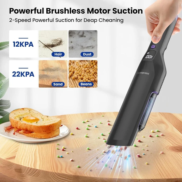 Alt view image 2 of 6 - Sweepcent Handheld Vacuum Cordless, 24Kpa Car Vacuum with Brushless Motor, Charging Dock, Rechargeable, 1.5lbs Portable Handheld Vacuum with 2-Speed for Home/Car/Pet (Purple)