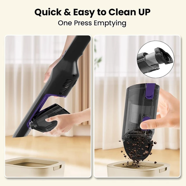 Alt view image 5 of 6 - Sweepcent Handheld Vacuum Cordless, 24Kpa Car Vacuum with Brushless Motor, Charging Dock, Rechargeable, 1.5lbs Portable Handheld Vacuum with 2-Speed for Home/Car/Pet (Purple)