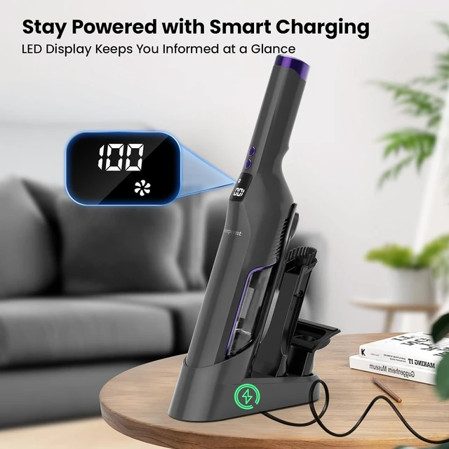 Alt view image 6 of 6 - Sweepcent Handheld Vacuum Cordless, 24Kpa Car Vacuum with Brushless Motor, Charging Dock, Rechargeable, 1.5lbs Portable Handheld Vacuum with 2-Speed for Home/Car/Pet (Purple)