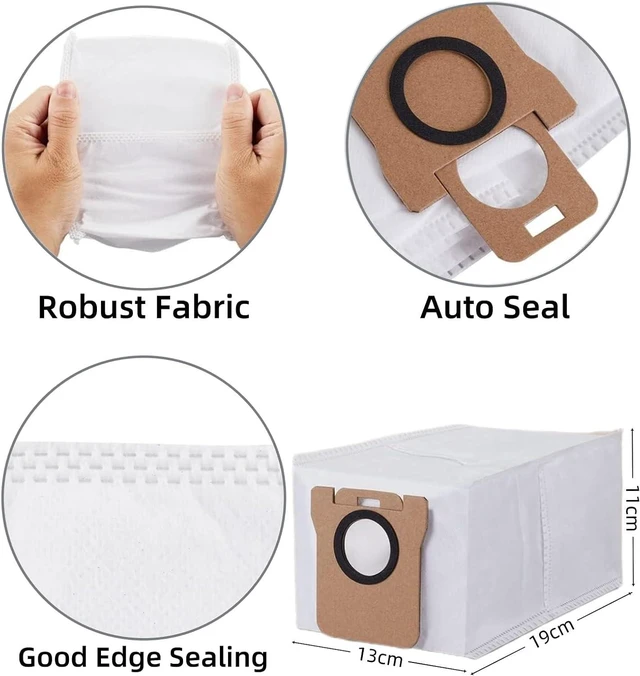 Alt view image 6 of 7 - Accessories Kit for Xiaomi X20+ / X20 Plus / X10+ / X10 Plus Robot Vacuum, 1 Main Brush, 3 Filter, 4 Side Brush, 6 Mop Pads, 6 Dust Bag, Replacement Parts Spare Repair Replace Attachments