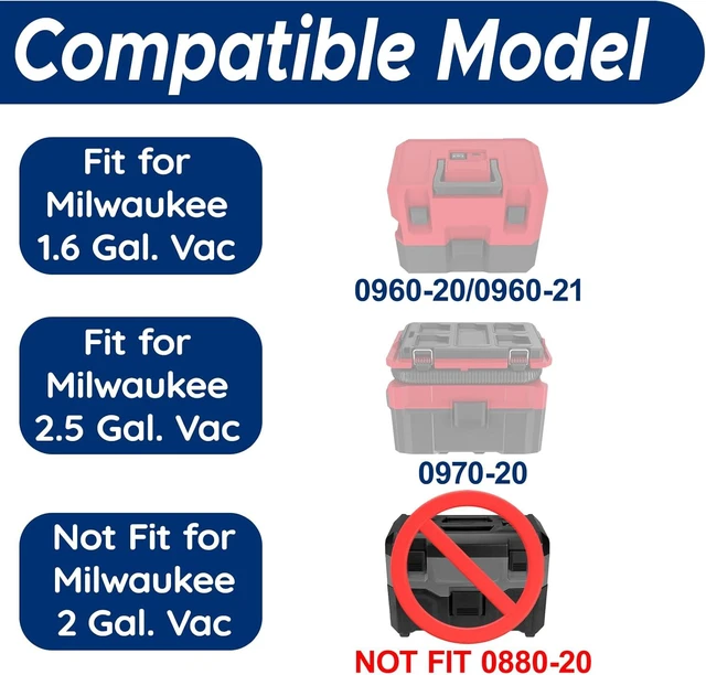 Alt view image 2 of 7 - 49-90-2016 Fleece Dust Bags for Milwaukee 0960-20, 0960-21 M12 FUEL 1.6 Gallon Wet/Dry Vacuum & 0970-20 M18 FUEL 2.5 Gallon Wet/Dry Vacuum, Fleece Dust Bags for M12 Fuel and M18 Fuel Vacuum (6)