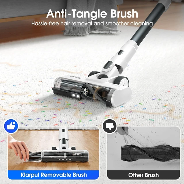 Alt view image 6 of 7 - Cordless Vacuum Cleaner, 600W 50KPA 70Mins Runtime Fast Charging Vacuum Cleaner, Self-Standing LED Light Touch Screen Stick Vacuum for Home Light Weight,for Pet Hair/Carpet/Floor, White