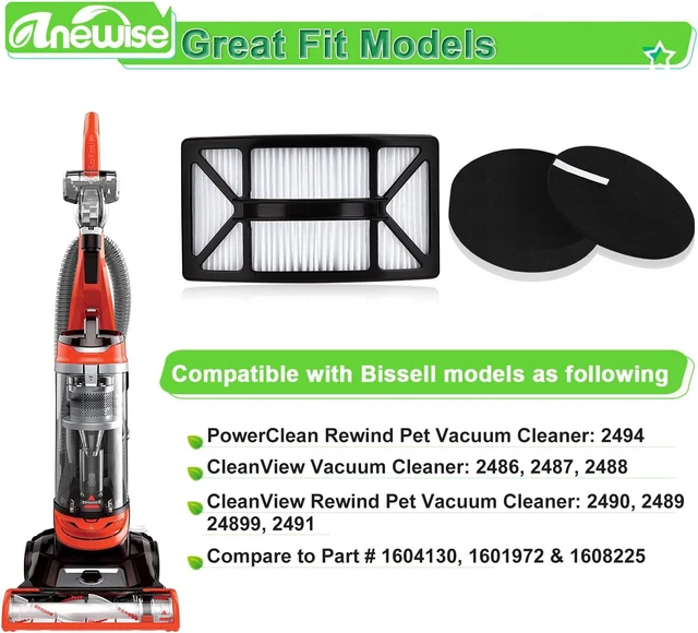 Alt view image 2 of 7 - Anewise Filter for Bissell CleanView 2486 2487 2492 PowerClean 2494 Vacuum