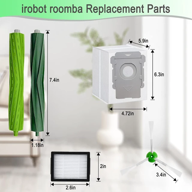 Alt view image 3 of 6 - 26 Pack Replacement Parts accessories for iRobot Roomba i3 i3+ i4 i6 i6+ i7 i7+ E5 E6 E7 j7 I & E j Series Vacuum Cleaner,2 Set Rubber Brushes,8 Vacuum Filters,8 Side Brushes,8 Vacuum Bags