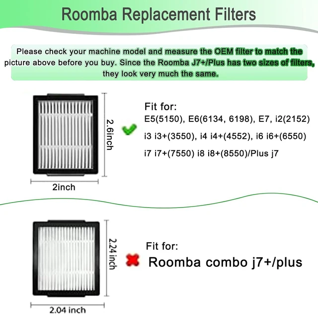 Alt view image 6 of 6 - 26 Pack Replacement Parts accessories for iRobot Roomba i3 i3+ i4 i6 i6+ i7 i7+ E5 E6 E7 j7 I & E j Series Vacuum Cleaner,2 Set Rubber Brushes,8 Vacuum Filters,8 Side Brushes,8 Vacuum Bags