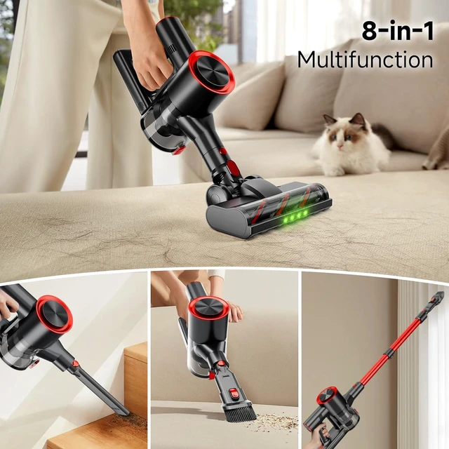 Alt view image 7 of 7 - Cordless Stick Vacuum Cleaner, 40Kpa Powerful Vacuum with LED Headlights