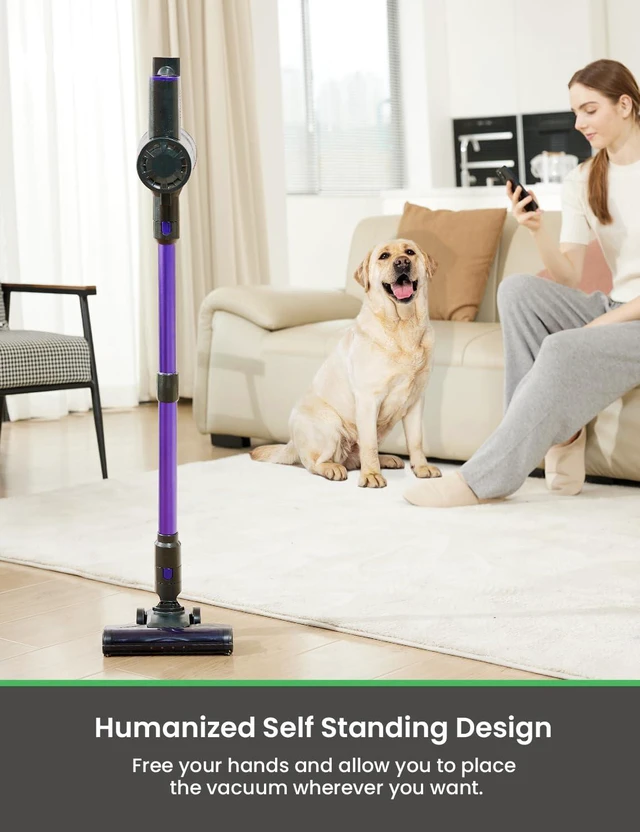 Alt view image 3 of 7 - Vexilar V8PRO Cordless Vacuum Cleaner for Home - 25Kpa Stick Vacuum with Self Standing Design, Max 35Min Runtime, 6 in 1 Lightweight Vacuum for Hardwood Floors and Carpet Pet Hair Car