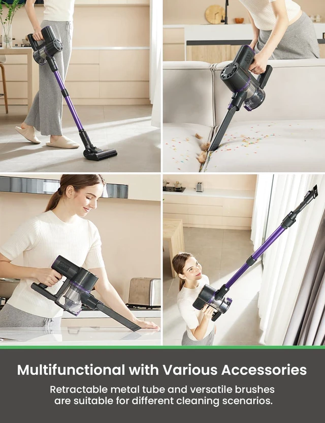 Alt view image 4 of 7 - Vexilar V8PRO Cordless Vacuum Cleaner for Home - 25Kpa Stick Vacuum with Self Standing Design, Max 35Min Runtime, 6 in 1 Lightweight Vacuum for Hardwood Floors and Carpet Pet Hair Car