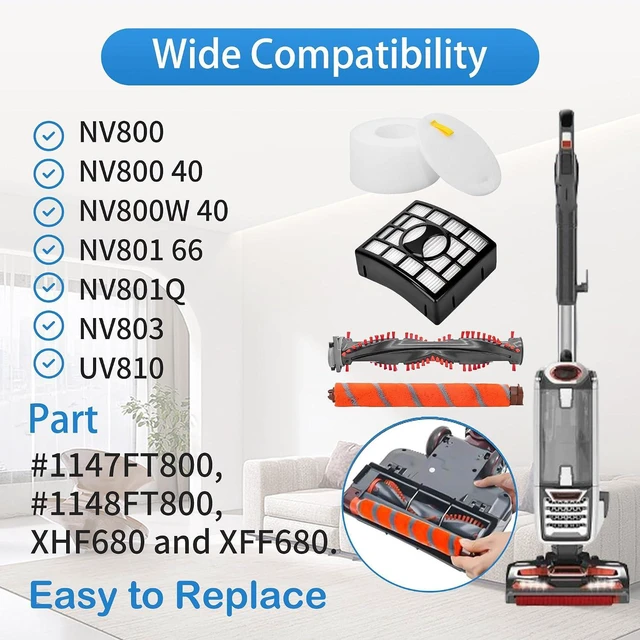 Alt view image 6 of 7 - Soft Bristle Brushroll Roller Hepa Foam Filter Replacement Parts Compatible with Shark DuoClean NV800 NV800W NV801 NV801Q NV803 UV810 Vacuum