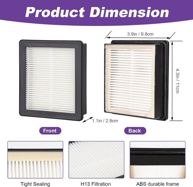 Alt view image 5 of 6 - 107315 HEPA Filter Replacement Compatible with ProTeam Coach Pro 10, Super Coach Pro 6 GoFree Flex Pro and ProVac FS 6 Washable Resuable Vacuum Filters, Compare to part # 107315 (8 Packs)