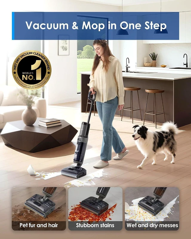 Alt view image 2 of 7 - Tineco Floor ONE i6 Stretch Wet Dry Vacuum Cleaner, Vacuum & Mop All in One, 20kpa Powerful Suction, Up to 40 Minutes Runtime, 180° Lay-Flat, Anti-Tangle Design, Full-Path Self-Cleaning&185 Flashdry