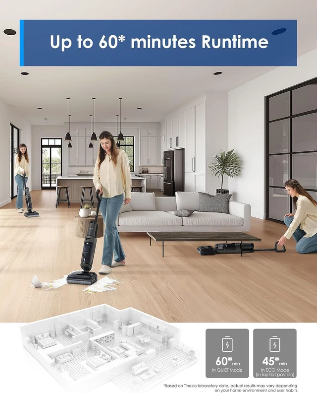 Alt view image 7 of 7 - Tineco Floor ONE i6 Stretch Wet Dry Vacuum Cleaner, Vacuum & Mop All in One, 20kpa Powerful Suction, Up to 40 Minutes Runtime, 180° Lay-Flat, Anti-Tangle Design, Full-Path Self-Cleaning&185 Flashdry