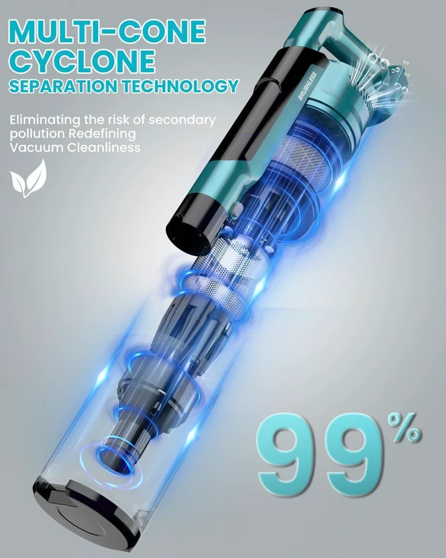 Alt view image 5 of 7 - Cordless Vacuum Cleaner Compatible with Makita 18V Battery, 7-in-1 Lightweight Stick Vacuum with HEPA Filter, 35KPA Suction, 350W Brushless Motor, 3 Modes for Carpet, Floor, Car (Tool Only)