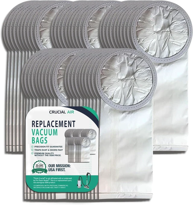 Main image of 50 High-Efficiency Replacement Vacuum Bags Compatible with ProTeam Commercial Backpack Vacuums 6QT, Part # 100431 - Easy Installation - (50-Bags) by Think Crucial