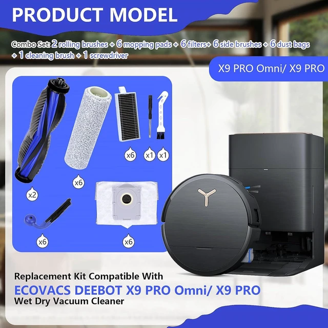 Alt view image 2 of 7 - Accessories Compatible with ECOVACS DEEBOT X9 PRO Omni/ X9 PRO Robot Vacuum