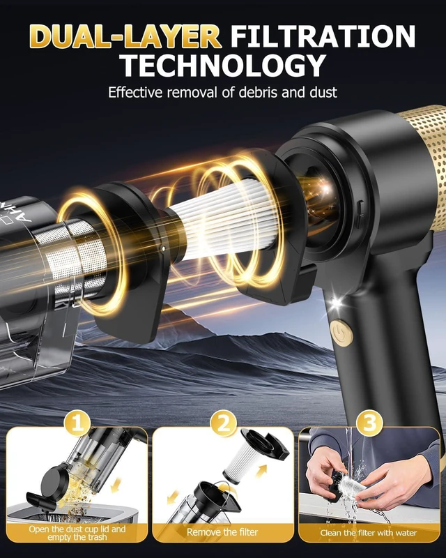 Alt view image 6 of 7 - AHNR Handheld Car Vacuum Portable Cordless, 16000PA Hand Vacuum Cleaner