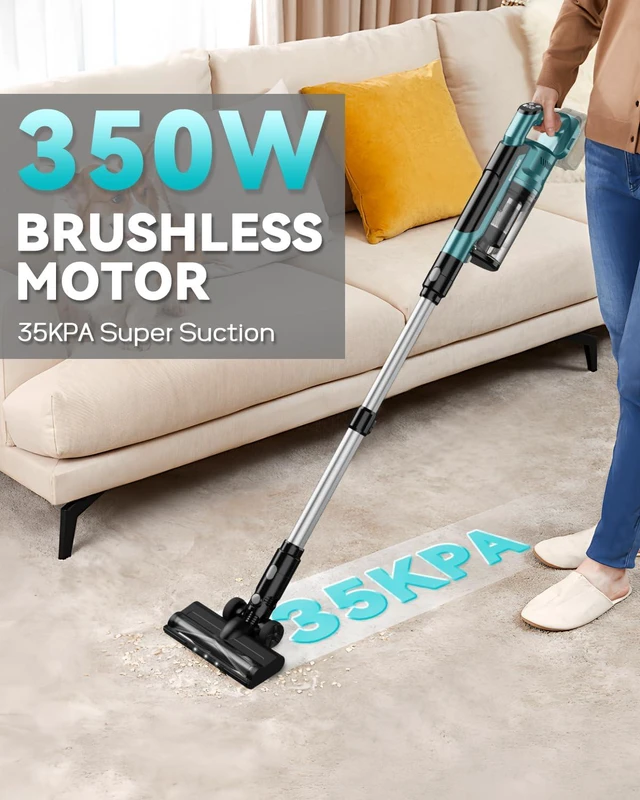 Alt view image 2 of 7 - VAXCANZE Cordless Vacuum Cleaner Compatible with Makita 18V Battery, 35kPa Brushless Lightweight Stick Vacuum with 3 Mode Suction, 6 in 1 Stick Vacuum Cleaner with HEPA for Floor, Carpet(Tool Only)
