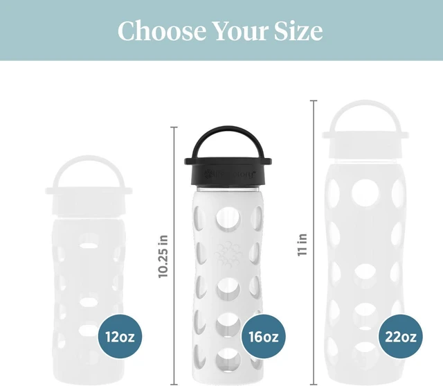 Alt view image 5 of 7 - Lifefactory 16oz Glass Water Bottle with Classic Chug Cap, Optic White