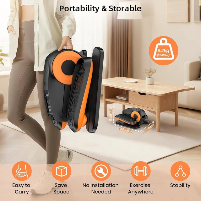 Alt view image 7 of 7 - Under Desk Elliptical Machine with Remote Control, 12 Adjustable Speeds Electric Leg Exerciser for Seniors, Quiet Portable Seated Pedal Exerciser with Auto & Manual Mode for Home and Office
