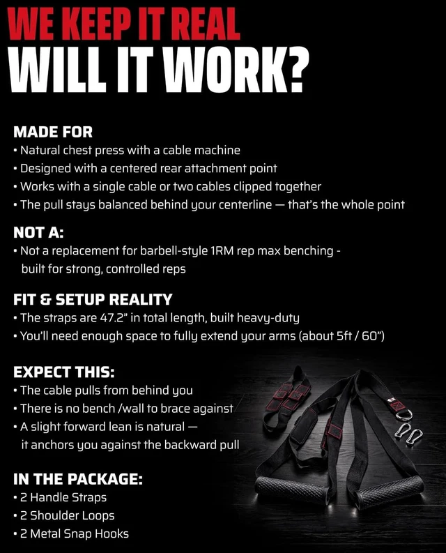 Alt view image 7 of 7 - THEFITGUY Power Straps for Natural Chest Press with Cable Machine