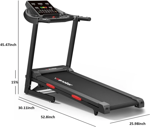 Alt view image 7 of 7 - WENOKER Treadmill for Home, Folding Treadmill with 15% Auto Incline,3.0HP Folding Treadmill with App,12 Workout Programs, Max 8.7 MPH Running Machine, 300 LBS Capacity