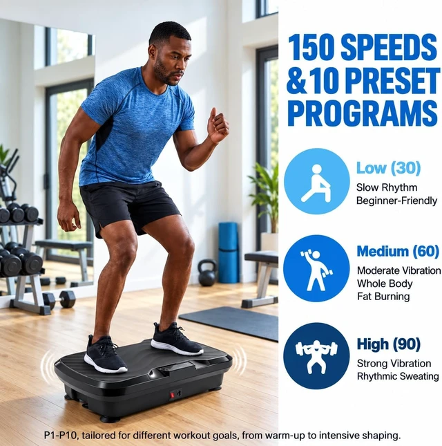 Alt view image 2 of 7 - BARWING Vibration Plate Exercise Machine with Bands, 150 Speeds, Remote