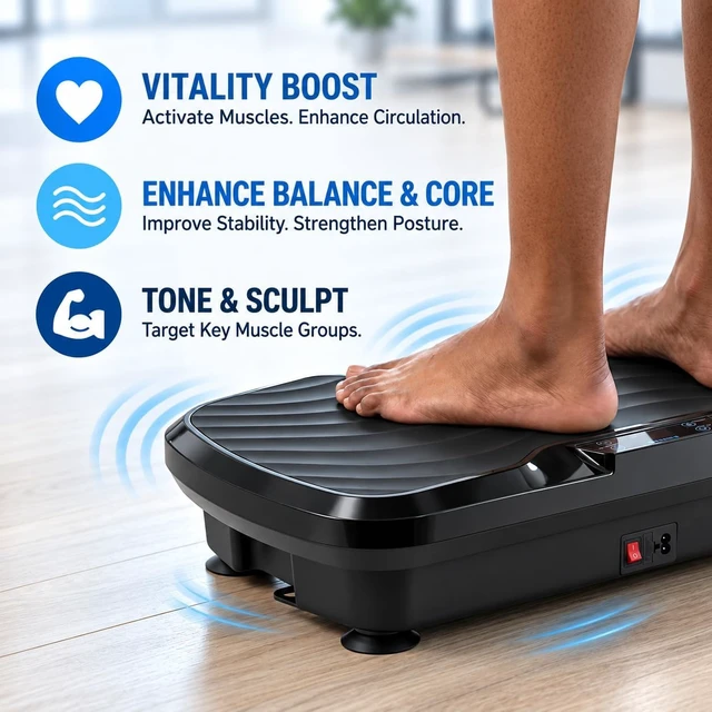 Alt view image 7 of 7 - BARWING Vibration Plate Exercise Machine with Bands, 150 Speeds, Remote