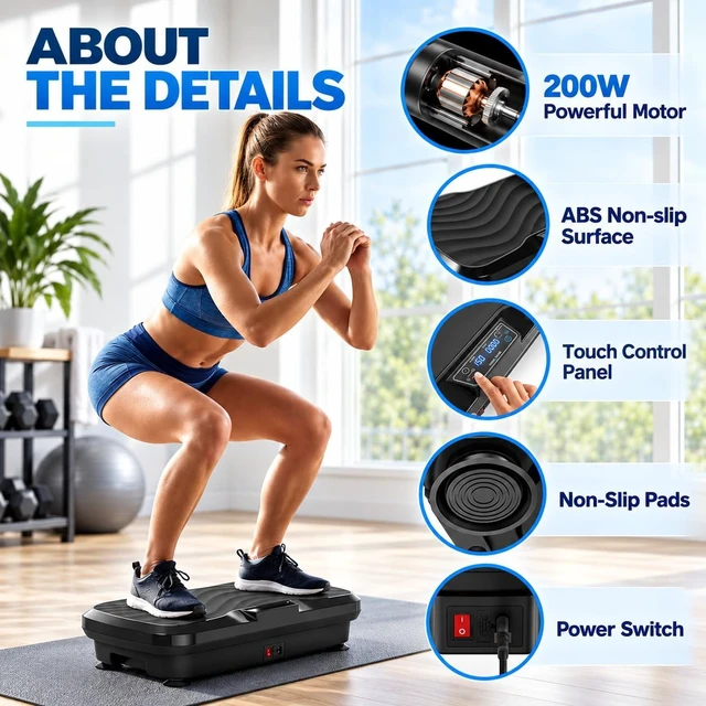Alt view image 5 of 7 - BARWING Vibration Plate Exercise Machine with Bands, 150 Speeds, Remote