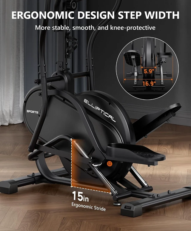 Alt view image 6 of 7 - THERUN Elliptical Exercise Machine for Home, Cardio Climber Elliptical