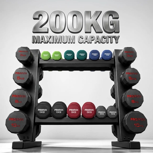 Alt view image 7 of 7 - PROIRON 2-4 Tier Compact Dumbbell Weight Rack, Safety Base, One-Piece Steel