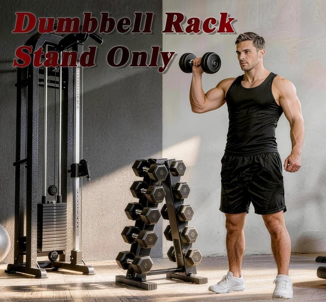 Alt view image 7 of 7 - Dumbbells Rack Stand Only 5 Tier Weight Rack for Dumbbell Set Home Gym - 260 LBS Capacity - Steel A-Frame Dumbbells Storage Space Saving Folds Up Design (No Dumbbells Rack Only)